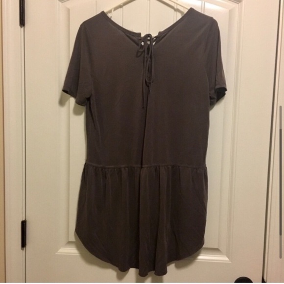 Mote Dark Gray High Low Short Sleeve Top Large - Picture 3 of 4